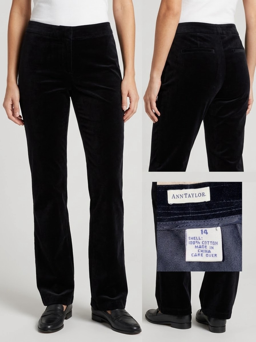 Ann Taylor Velvet Trousers Straight Wide Leg Pants Plush Holiday Party Office